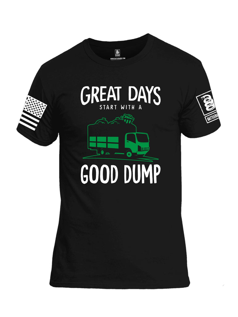 Battleraddle Great Days Start With A Good Dump White Sleeves Men Cotton Crew Neck T-Shirt