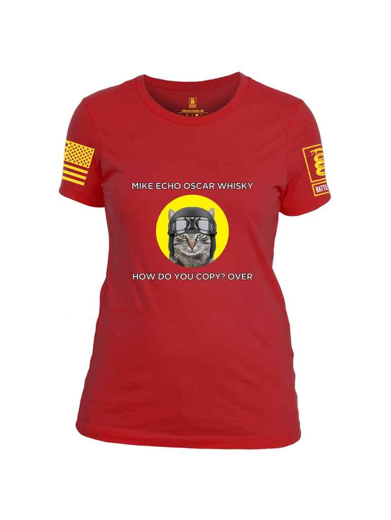 Battleraddle Mike Echo Oscar Whisky Yellow Sleeves Women Cotton Crew Neck T-Shirt