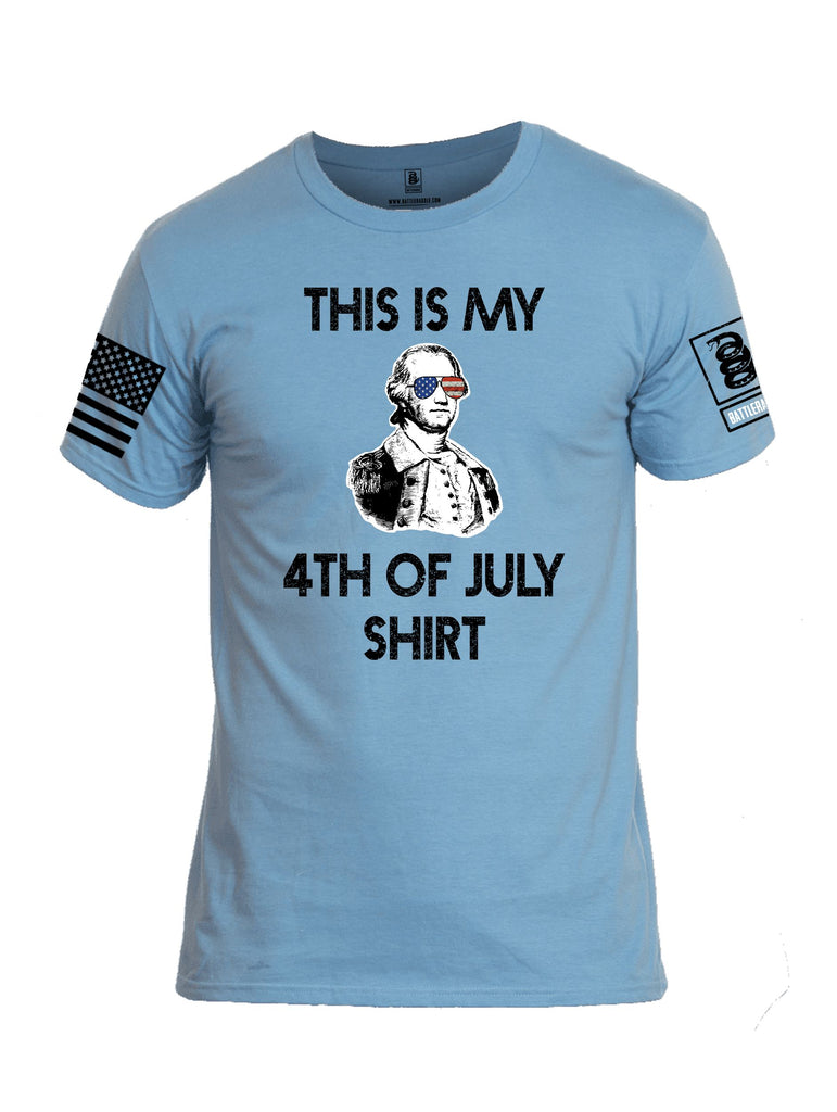 Battleraddle This Is My 4Th Of July Shirt  Black Sleeves Men Cotton Crew Neck T-Shirt