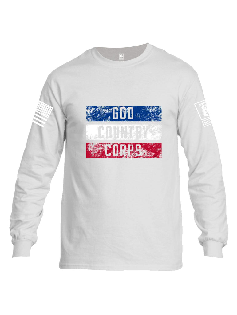 Battleraddle God Country Corps  White Sleeves Men Cotton Crew Neck Long Sleeve T Shirt