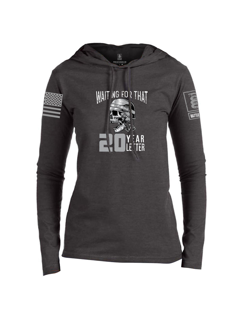 Battleraddle Waiting For That 20 Year Letter Grey Sleeves Women Cotton Thin Cotton Lightweight Hoodie
