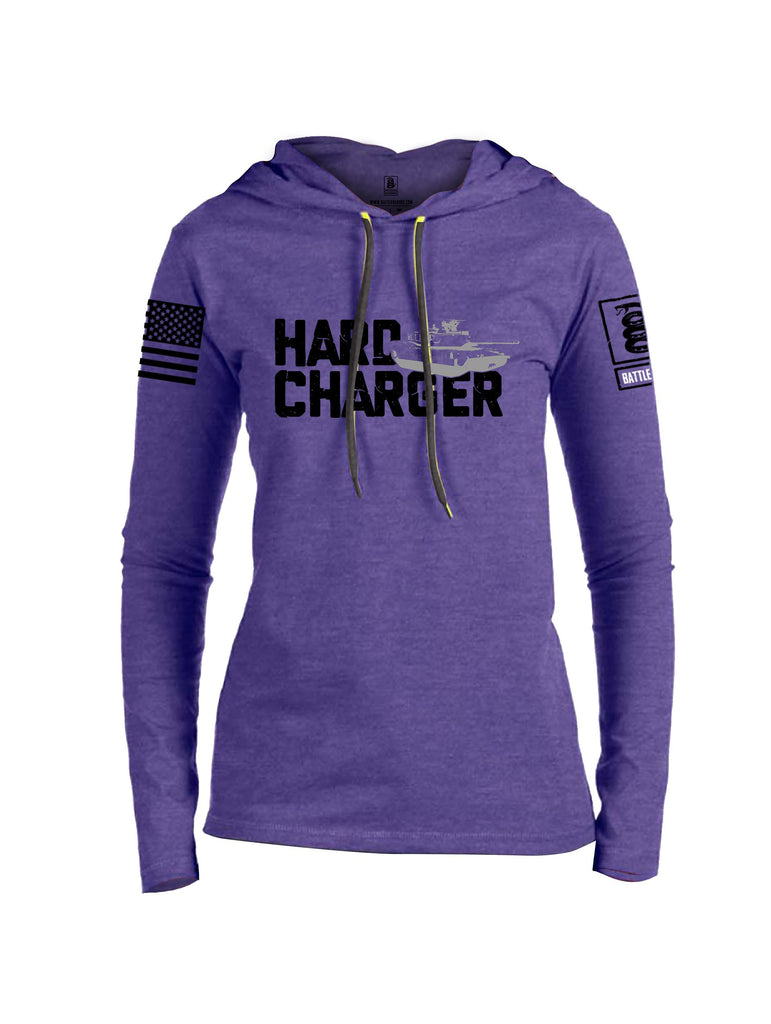 Battleraddle Hard Charger Black Sleeves Women Cotton Thin Cotton Lightweight Hoodie