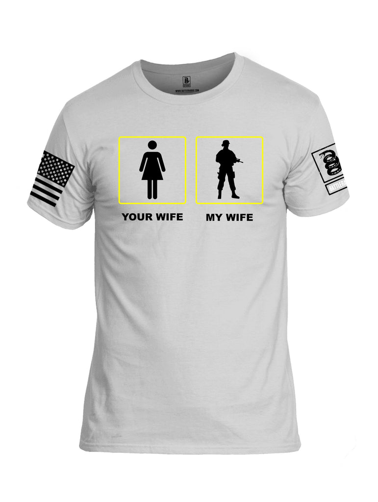 Battleraddle Your Wife My Wife Black Sleeves Men Cotton Crew Neck T-Shirt