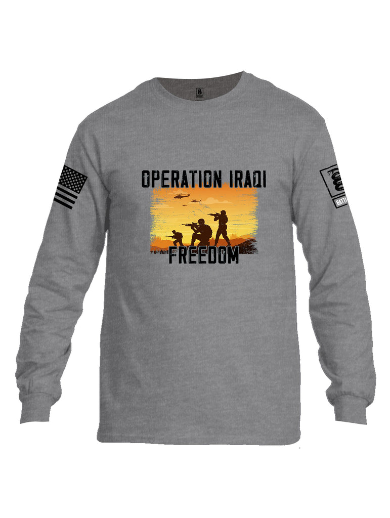 Battleraddle Operation Iraqi Freedom Soldiers Black Sleeves Men Cotton Crew Neck Long Sleeve T Shirt