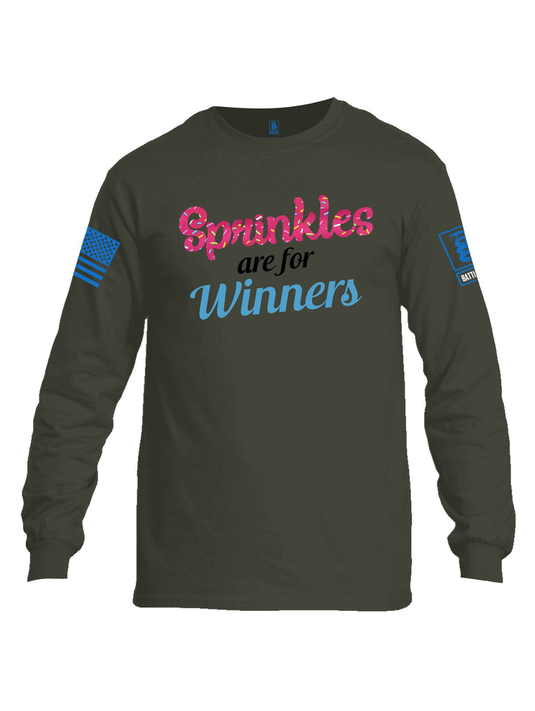 Battleraddle Sprinkles Are For Winners  Mid Blue Sleeves Men Cotton Crew Neck Long Sleeve T Shirt