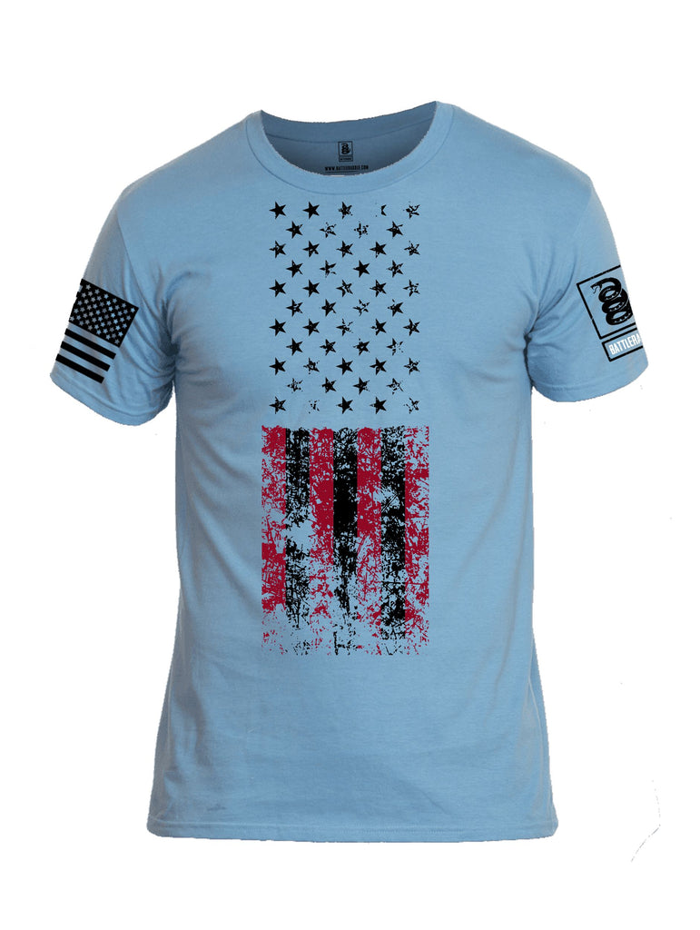 Battleraddle American Flag Grunge Black Sleeves Men Cotton Crew Neck T-Shirt