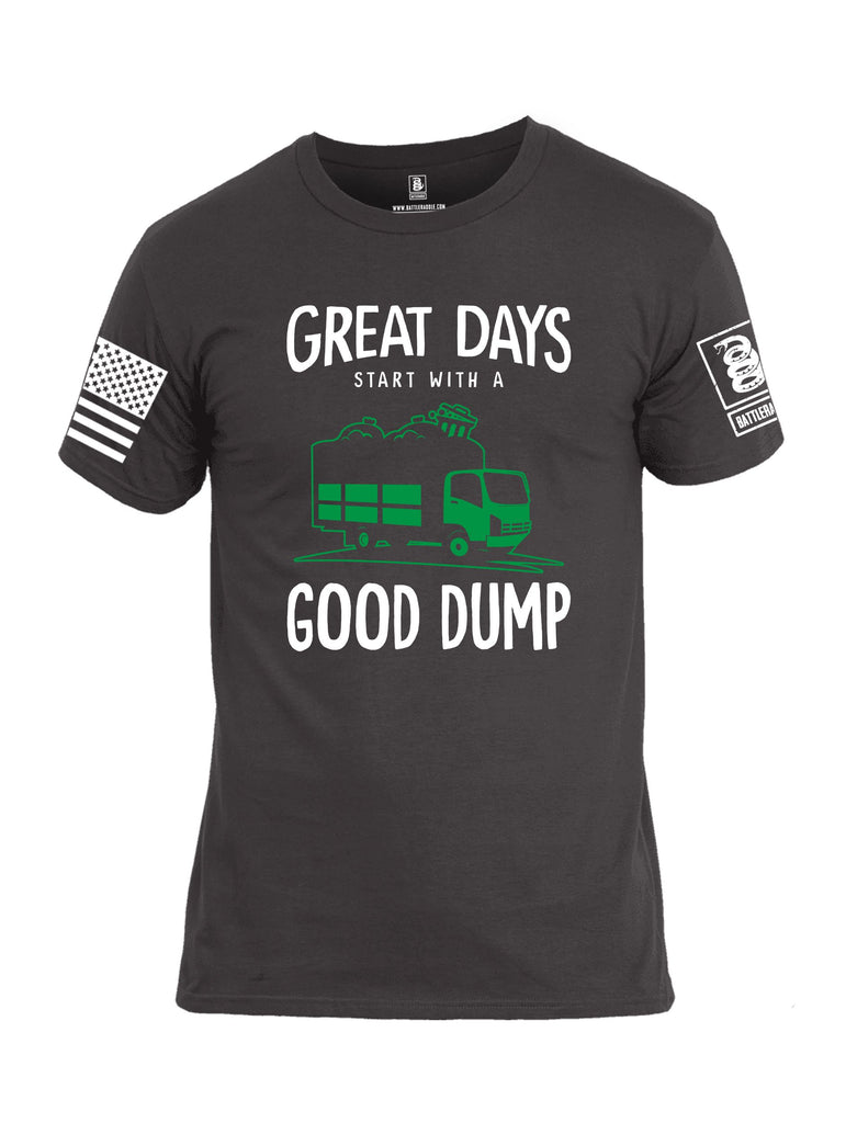 Battleraddle Great Days Start With A Good Dump White Sleeves Men Cotton Crew Neck T-Shirt