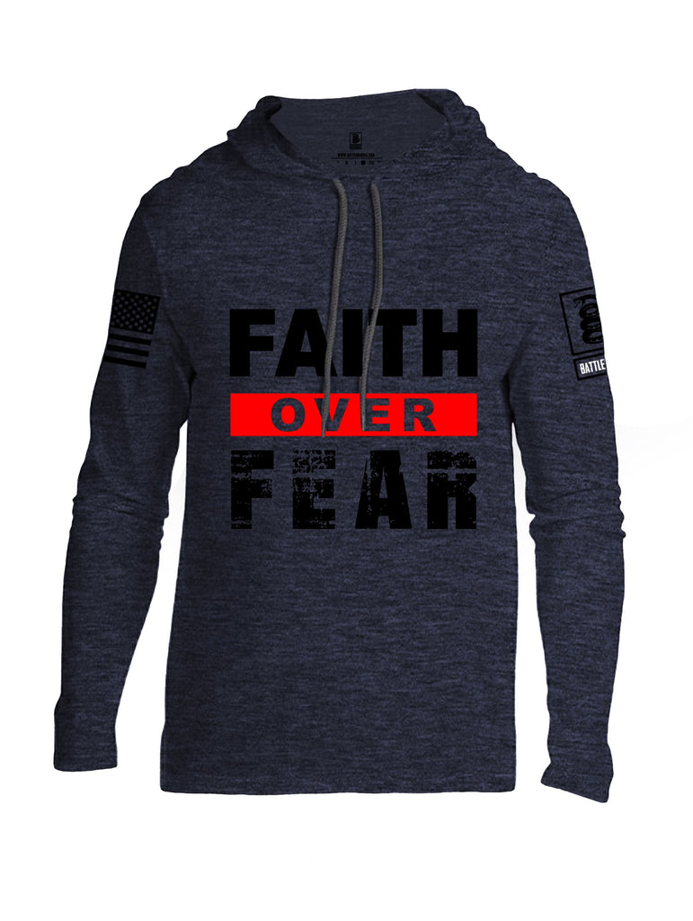 Battleraddle Faith Over Fear Black Sleeves Men Cotton Thin Cotton Lightweight Hoodie