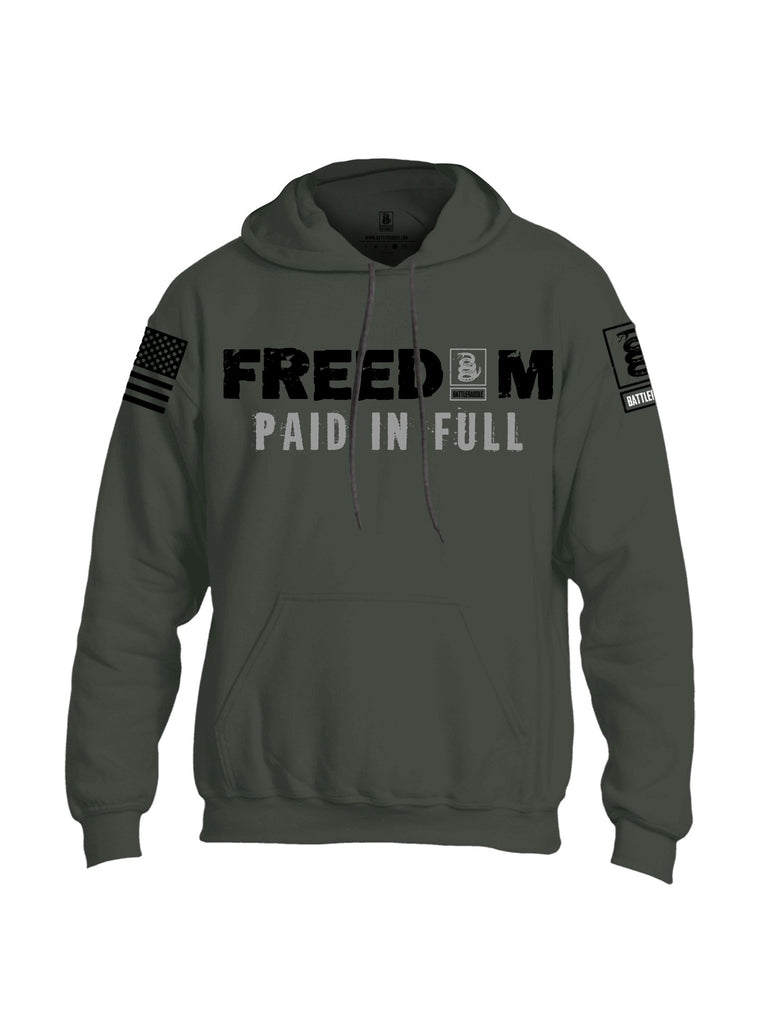 Battleraddle Freedom Paid Full Black Sleeves Uni Cotton Blended Hoodie With Pockets
