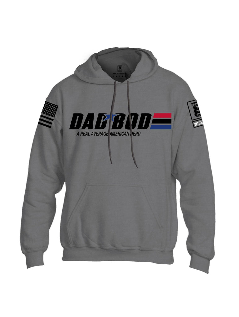 Battleraddle Dad Bod A Real Average American Hero  Black Sleeves Uni Cotton Blended Hoodie With Pockets