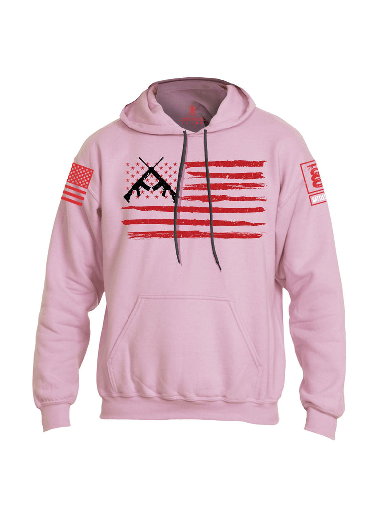 Battleraddle Rifle Red Flag Red Sleeves Uni Cotton Blended Hoodie With Pockets