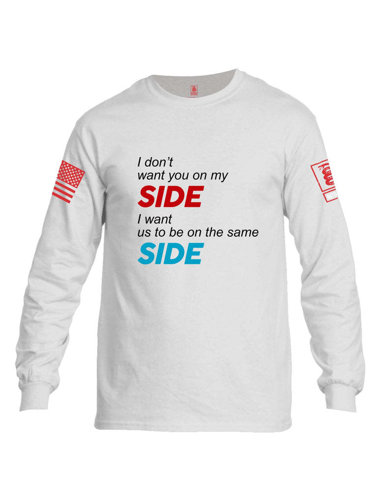 Battleraddle I Don'T Want You On My Side Red Sleeves Men Cotton Crew Neck Long Sleeve T Shirt