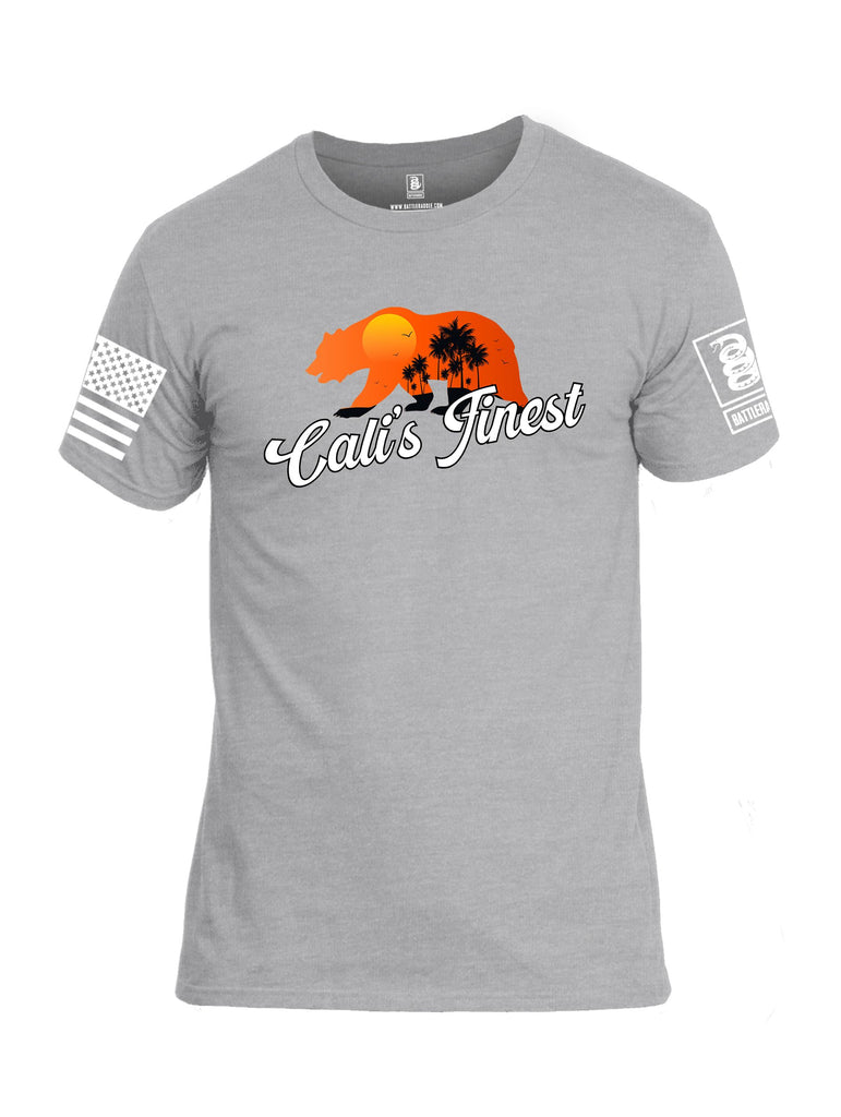 Battleraddle Cali'S Finest White Sleeves Men Cotton Crew Neck T-Shirt