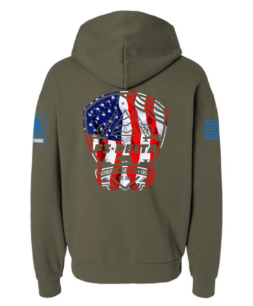 Battleraddle Gi Joe Front Delta Back Mid Blue Sleeves Uni Cotton Blended Hoodie With Pockets