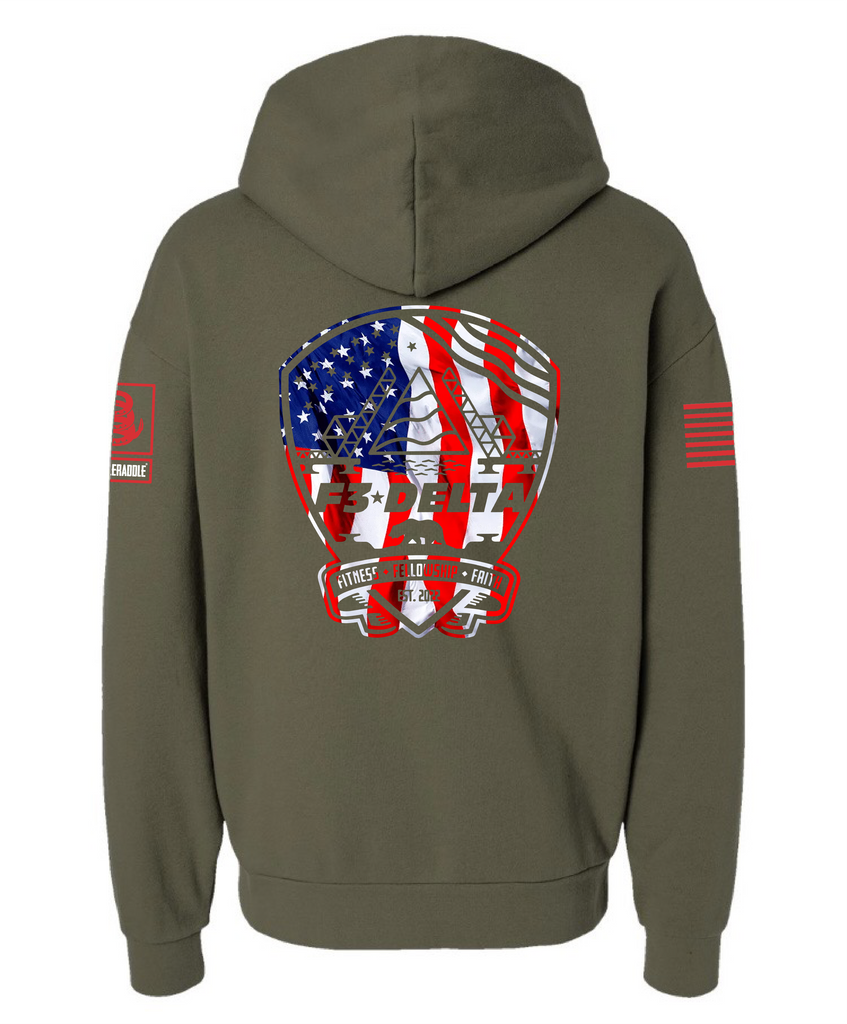 Battleraddle Gi Joe Front Delta Back Mid Blue Sleeves Uni Cotton Blended Hoodie With Pockets