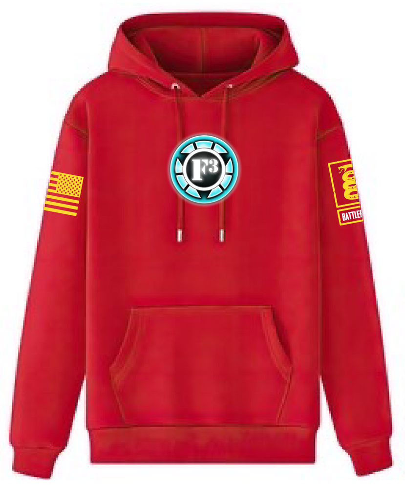 Battleraddle F3 Iron Man Brass Sleeves Uni Cotton Blended Hoodie With Pockets