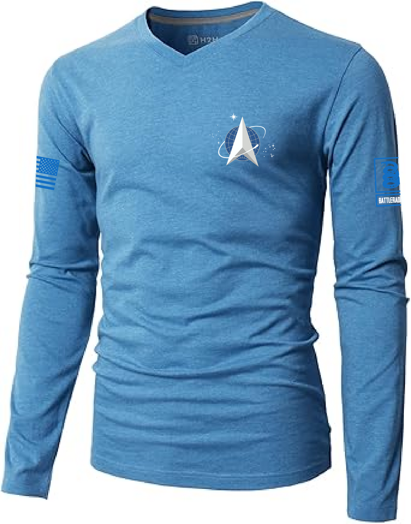 Battleraddle Spaceforce Starfleet Delta Command White Sleeves Men Cotton Crew Neck T-Shirt