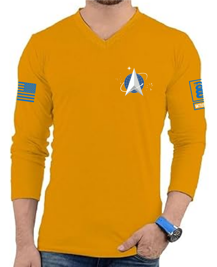 Battleraddle Spaceforce Starfleet Delta Command White Sleeves Men Cotton Crew Neck T-Shirt