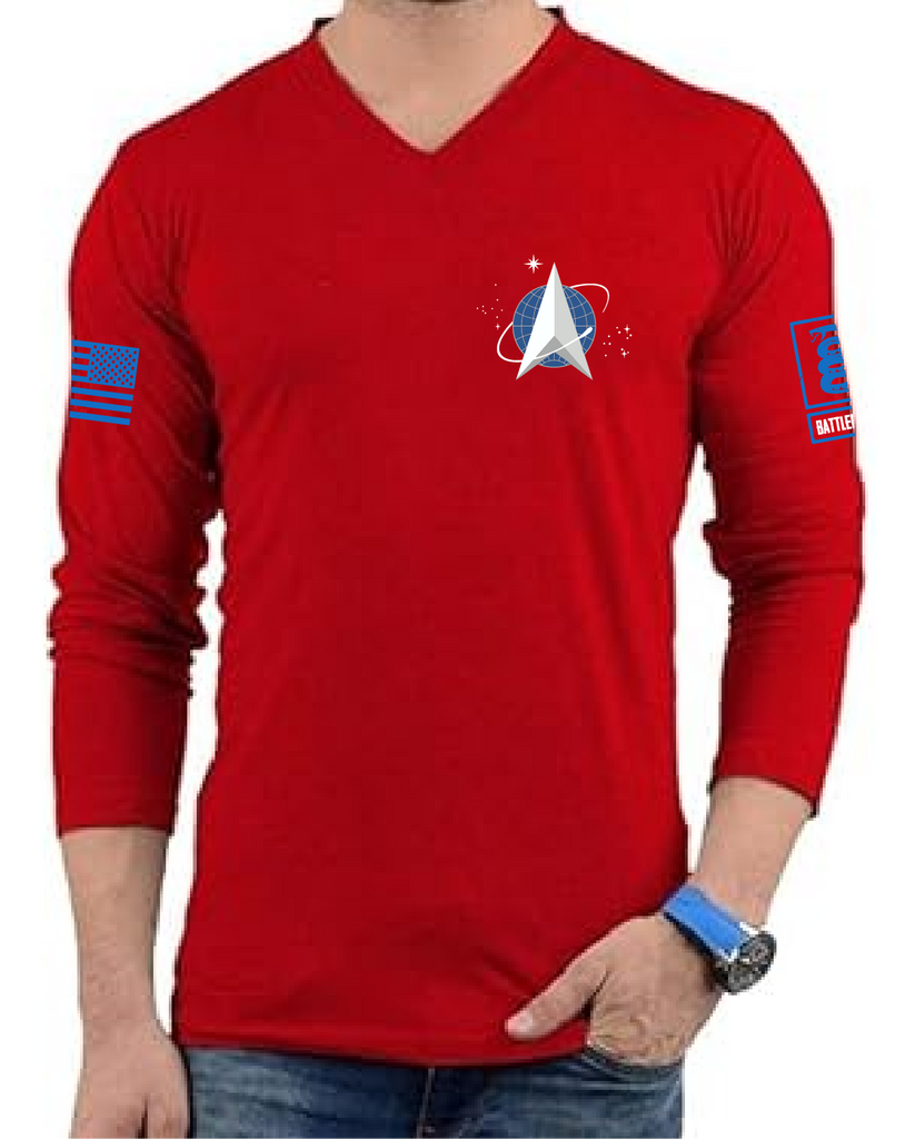 Battleraddle Spaceforce Starfleet Delta Command White Sleeves Men Cotton Crew Neck T-Shirt