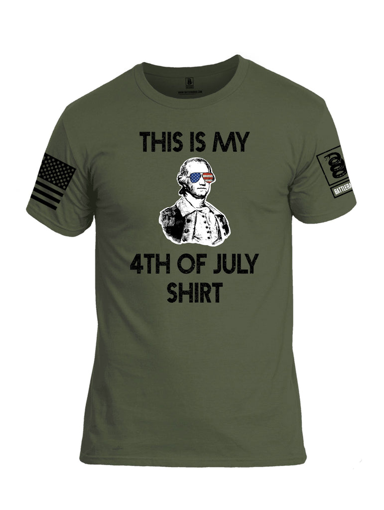 Battleraddle This Is My 4Th Of July Shirt  Black Sleeves Men Cotton Crew Neck T-Shirt