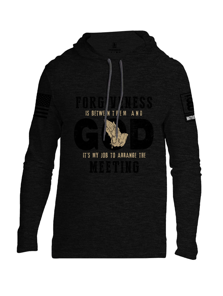 Battleraddle Forgiveness Is Between Them  Black Sleeves Men Cotton Thin Cotton Lightweight Hoodie