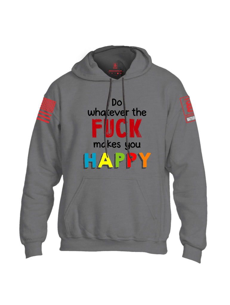 Battleraddle Do Whatever The Fuck Makes You Happy Red Sleeves Uni Cotton Blended Hoodie With Pockets