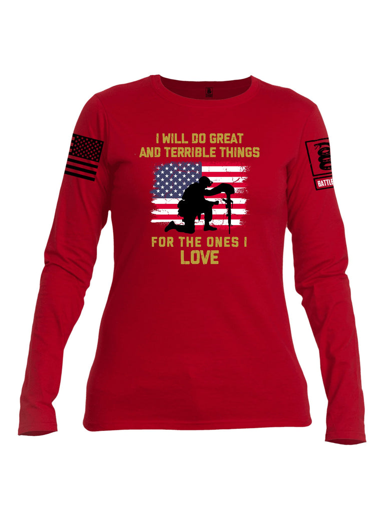 Battleraddle I Will Do Great  Black Sleeves Women Cotton Crew Neck Long Sleeve T Shirt