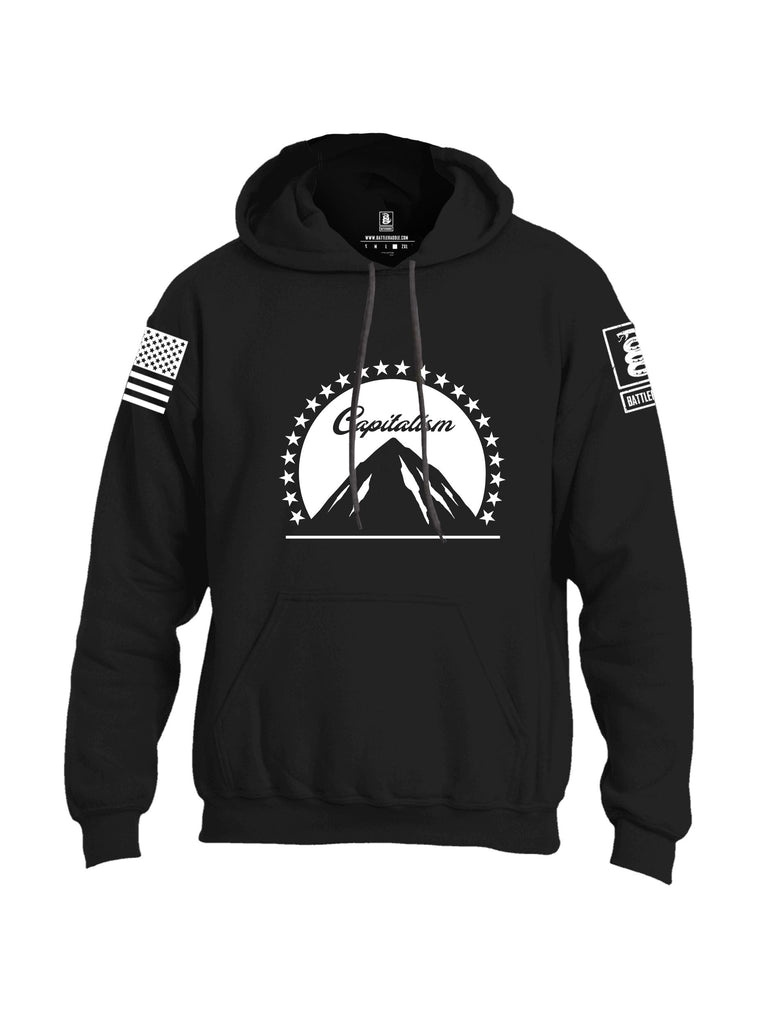 Battleraddle Capitalism White Sleeves Uni Cotton Blended Hoodie With Pockets