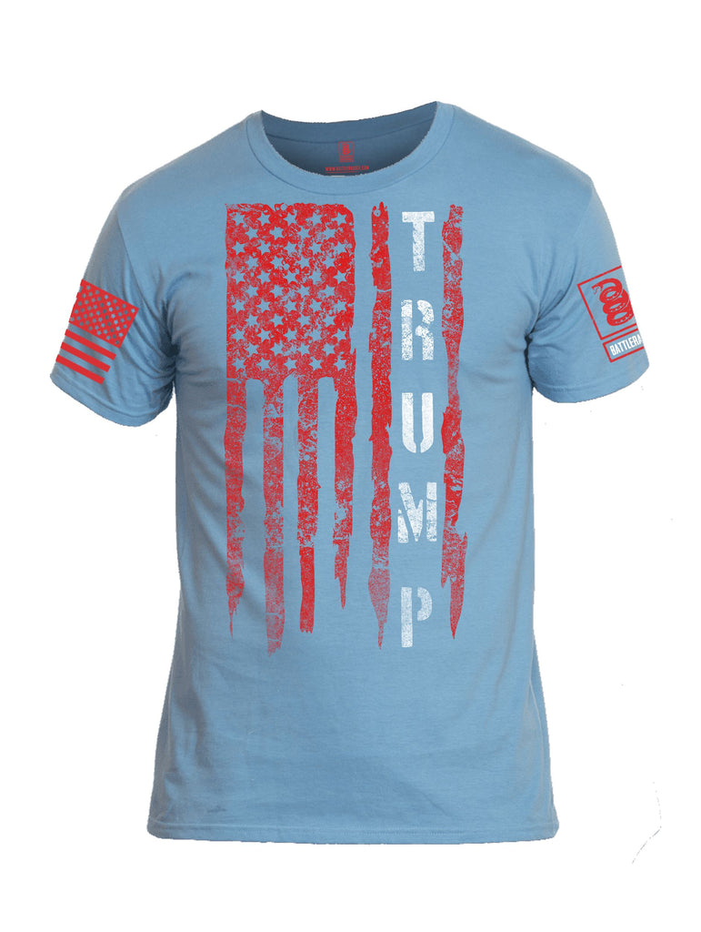 Battleraddle Trump Flag Red Sleeves Men Cotton Crew Neck T-Shirt