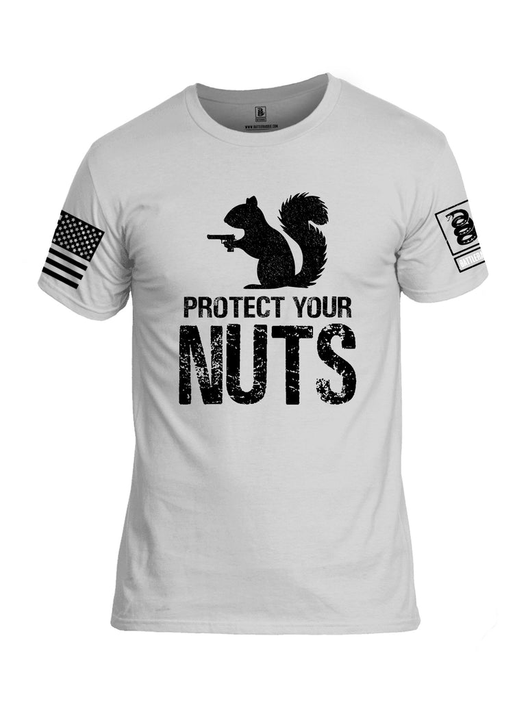 Battleraddle Protect Your Nuts  Black Sleeves Men Cotton Crew Neck T-Shirt