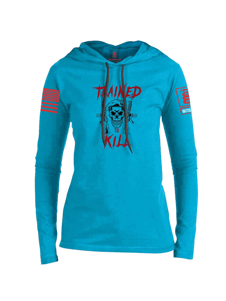 Battleraddle Trained To Kill  Red Sleeves Women Cotton Thin Cotton Lightweight Hoodie