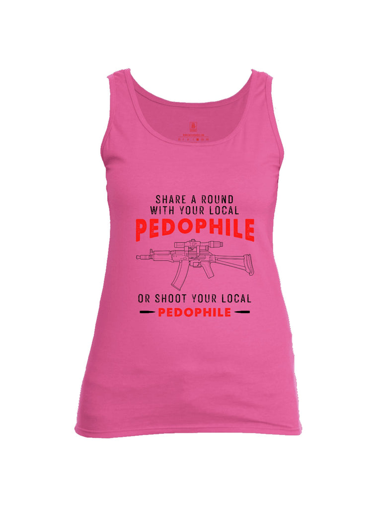 Battleraddle Share A Round With Your Local Pedophile  Red Sleeves Women Cotton Cotton Tank Top