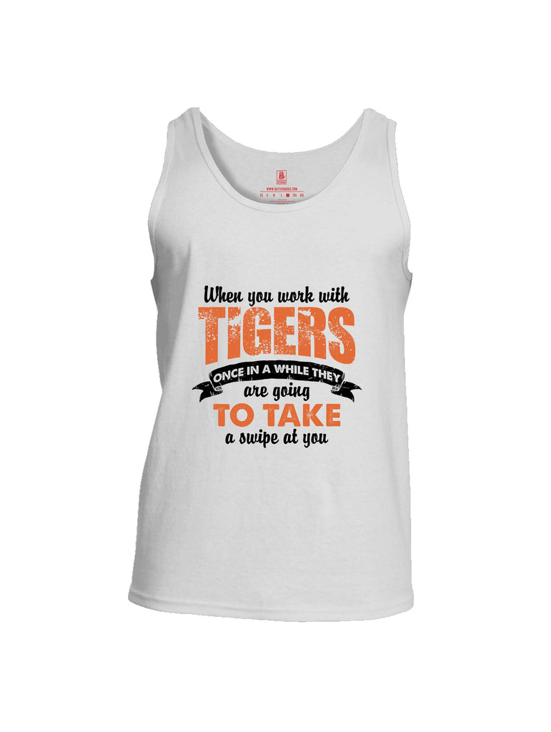 Battleraddle When You Work With Tigers Red Sleeves Men Cotton Cotton Tank Top