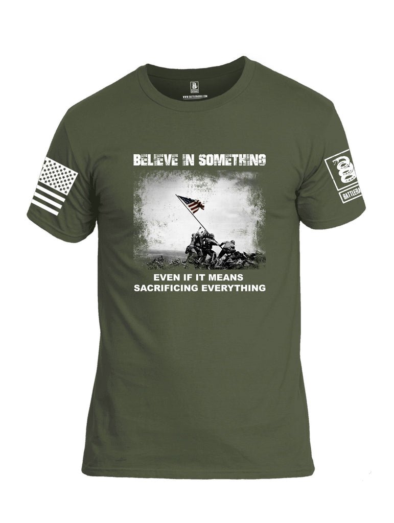 Battleraddle Believe In Something  White Sleeves Men Cotton Crew Neck T-Shirt