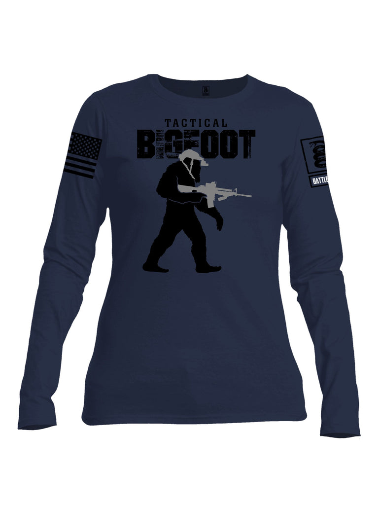 Battleraddle Tactical Bigfoot Black Sleeves Women Cotton Crew Neck Long Sleeve T Shirt