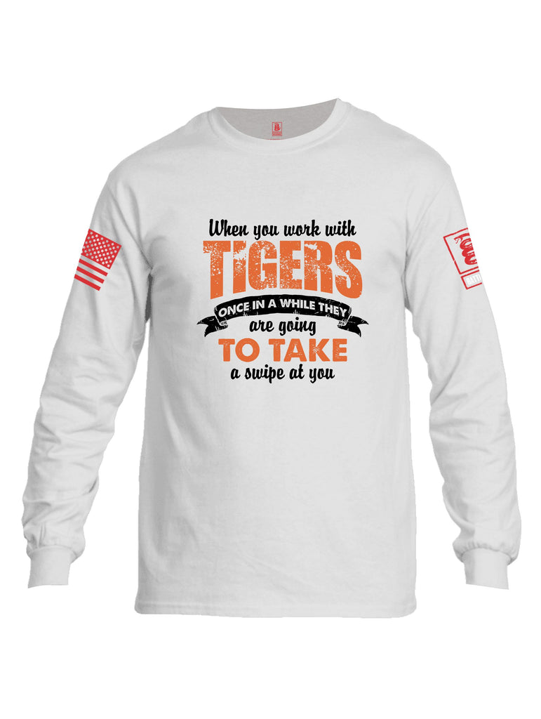 Battleraddle When You Work With Tigers Red Sleeves Men Cotton Crew Neck Long Sleeve T Shirt