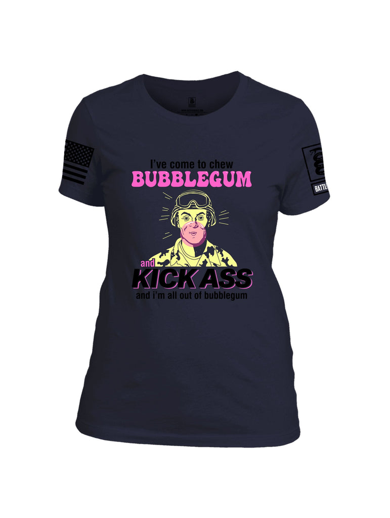 Battleraddle Ive Come To Chew Bubblegum  Black Sleeves Women Cotton Crew Neck T-Shirt