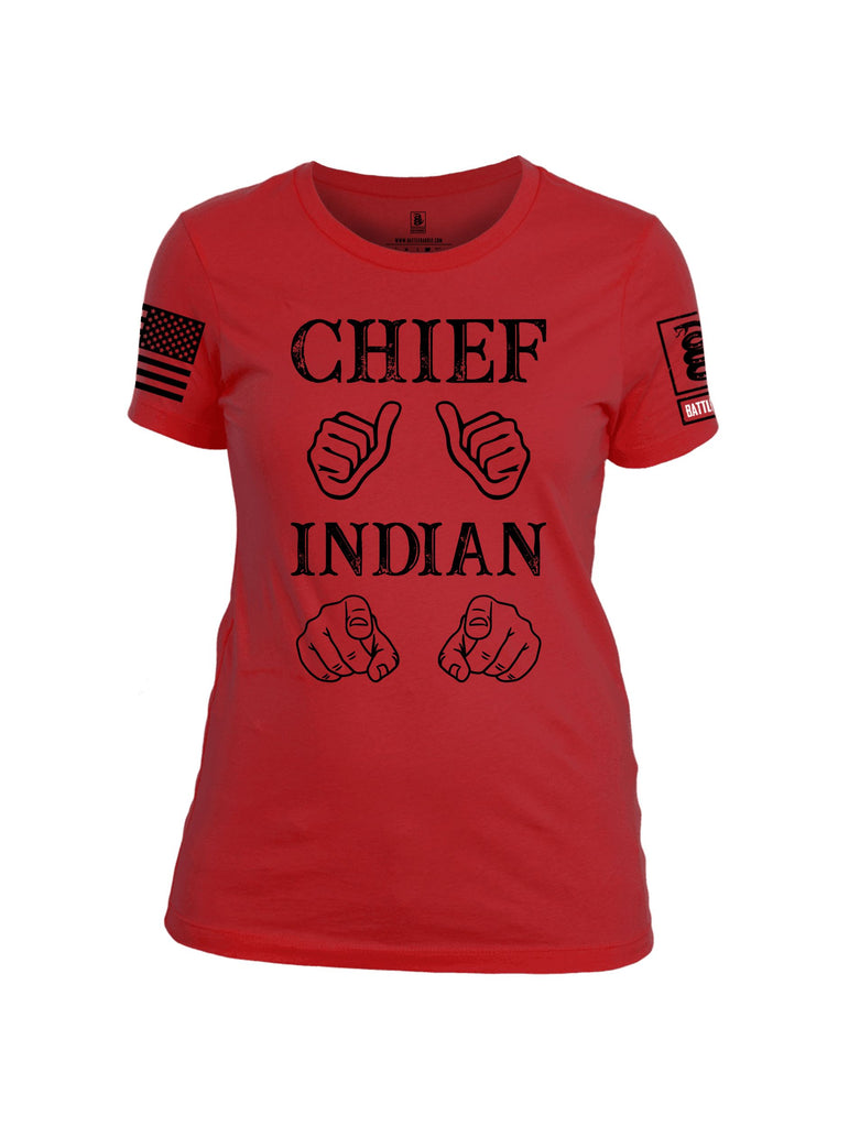 Battleraddle Chief Indian  Black Sleeves Women Cotton Crew Neck T-Shirt