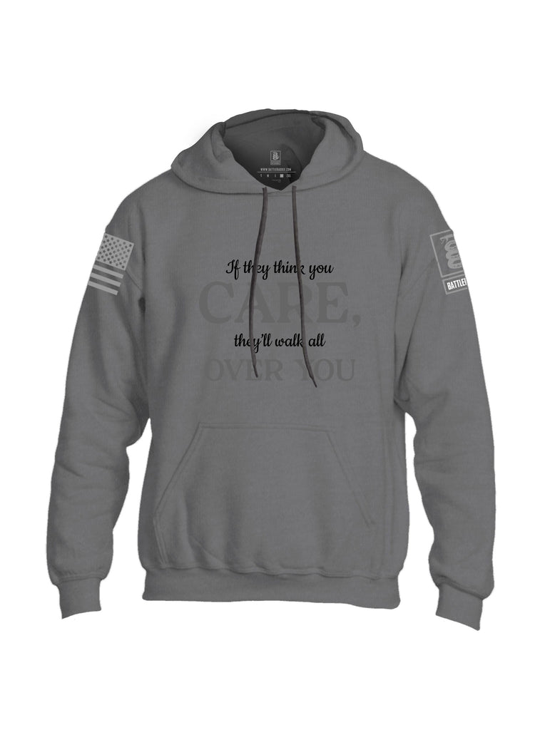 Battleraddle If They Think You Care Grey Sleeves Uni Cotton Blended Hoodie With Pockets