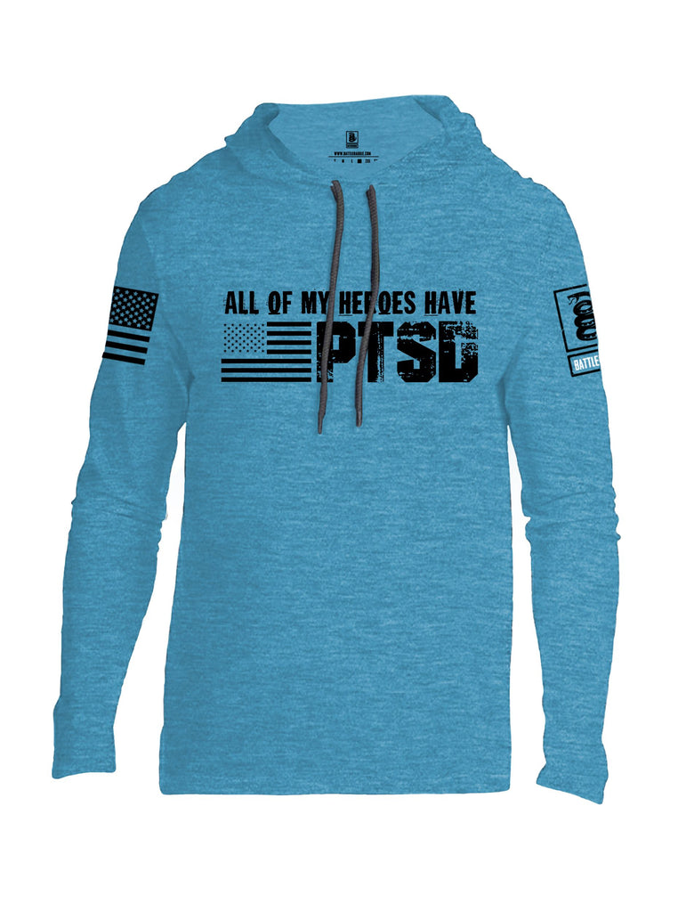 Battleraddle All Of My Heroes Have Ptsd Black Sleeves Men Cotton Thin Cotton Lightweight Hoodie