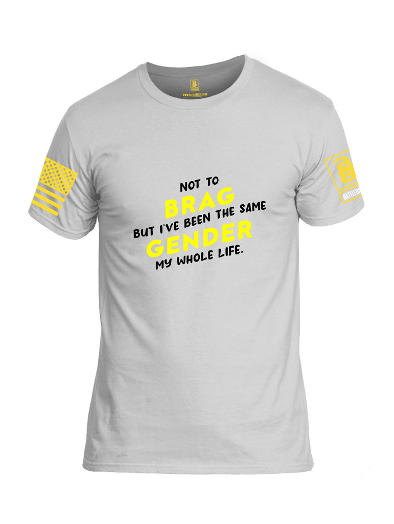 Battleraddle Not To Brag Yellow Sleeves Men Cotton Crew Neck T-Shirt