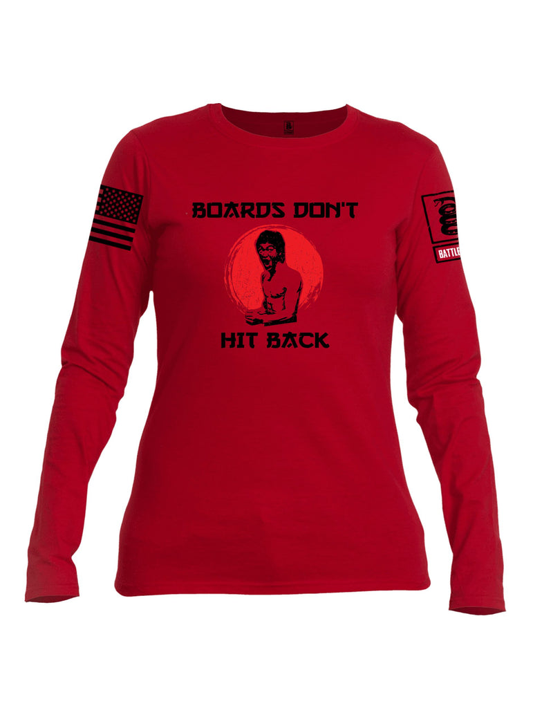 Battleraddle Boards Don'T Hit Back Black Sleeves Women Cotton Crew Neck Long Sleeve T Shirt