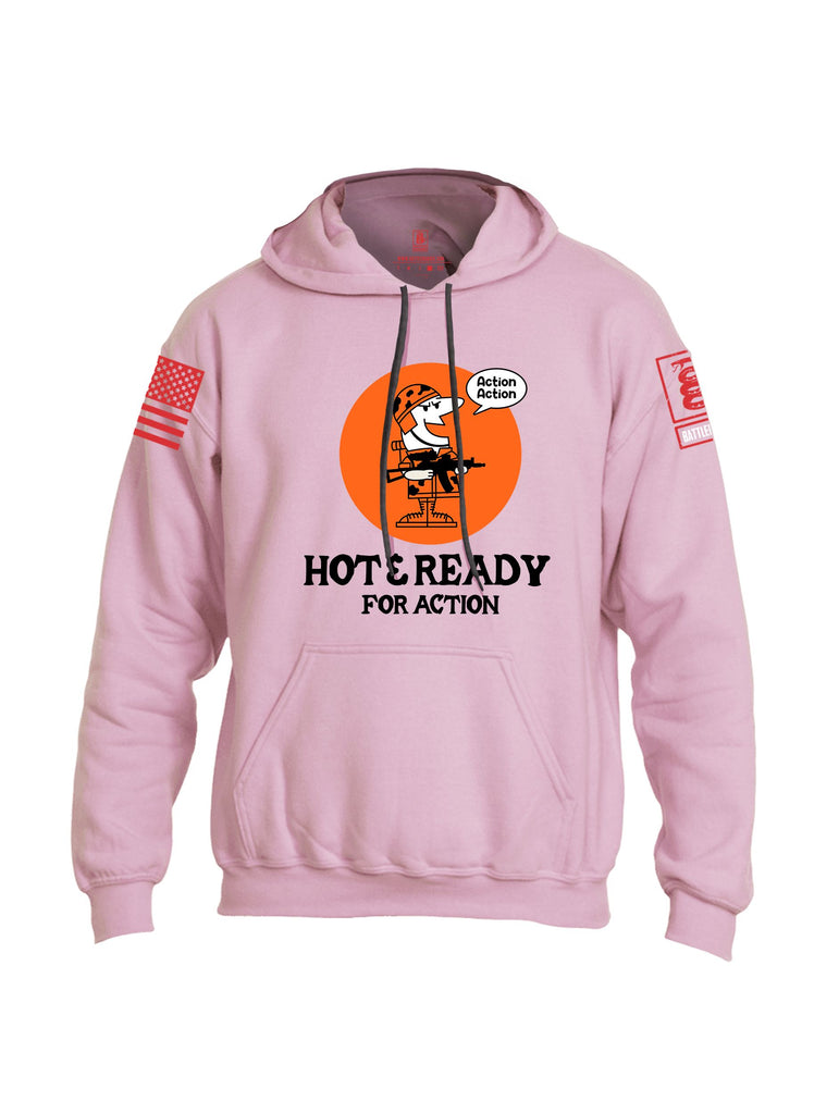 Battleraddle Hot & Ready For Action  Red Sleeves Uni Cotton Blended Hoodie With Pockets