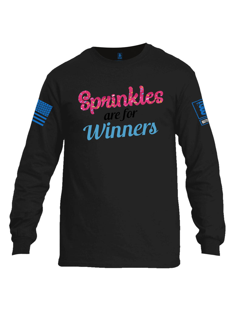 Battleraddle Sprinkles Are For Winners  Mid Blue Sleeves Men Cotton Crew Neck Long Sleeve T Shirt