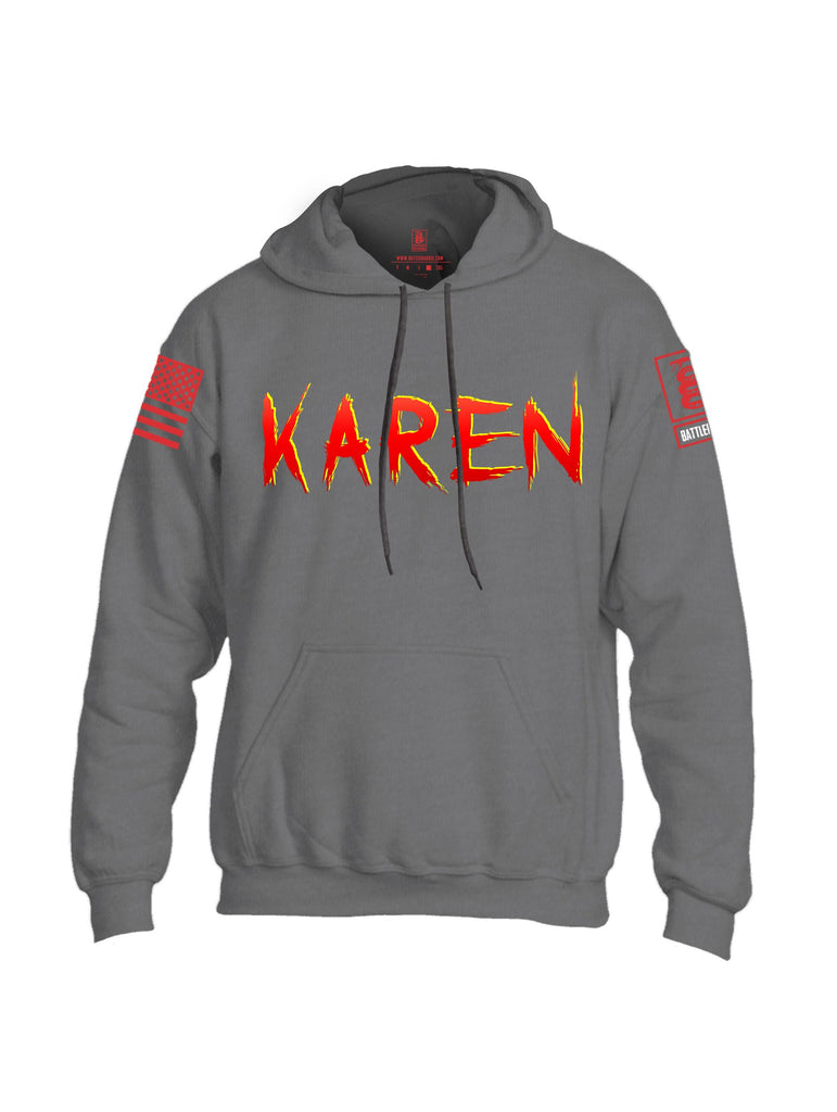 Battleraddle Karen  Red Sleeves Uni Cotton Blended Hoodie With Pockets