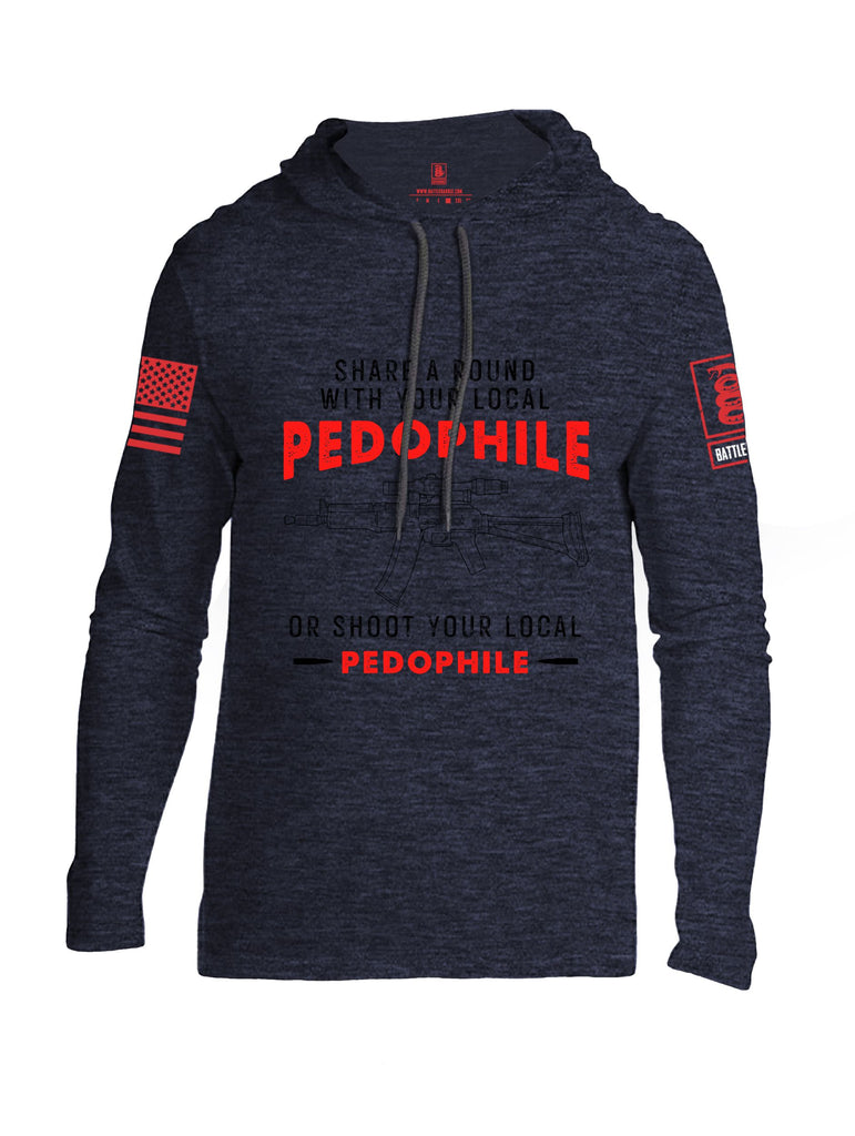 Battleraddle Share A Round With Your Local Pedophile  Red Sleeves Men Cotton Thin Cotton Lightweight Hoodie