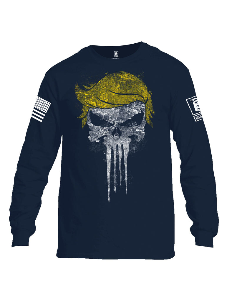 Battleraddle Trump Hair Punisher White Sleeves Men Cotton Crew Neck Long Sleeve T Shirt