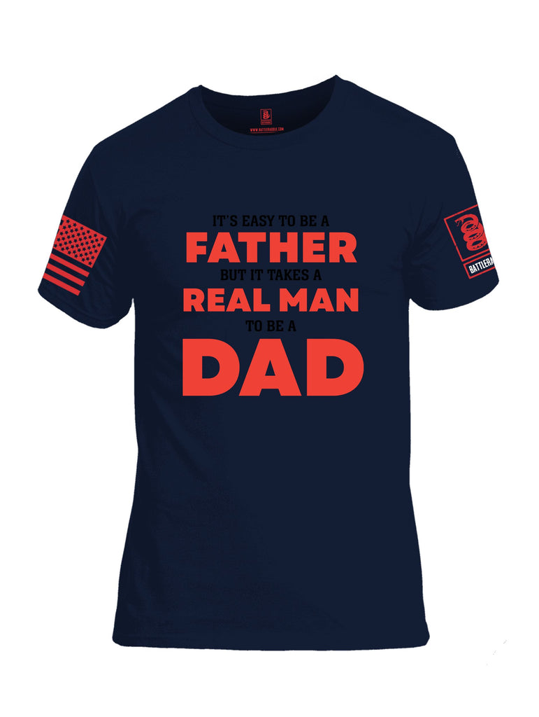 Battleraddle It'S Easy To Be A Father Red Sleeves Men Cotton Crew Neck T-Shirt