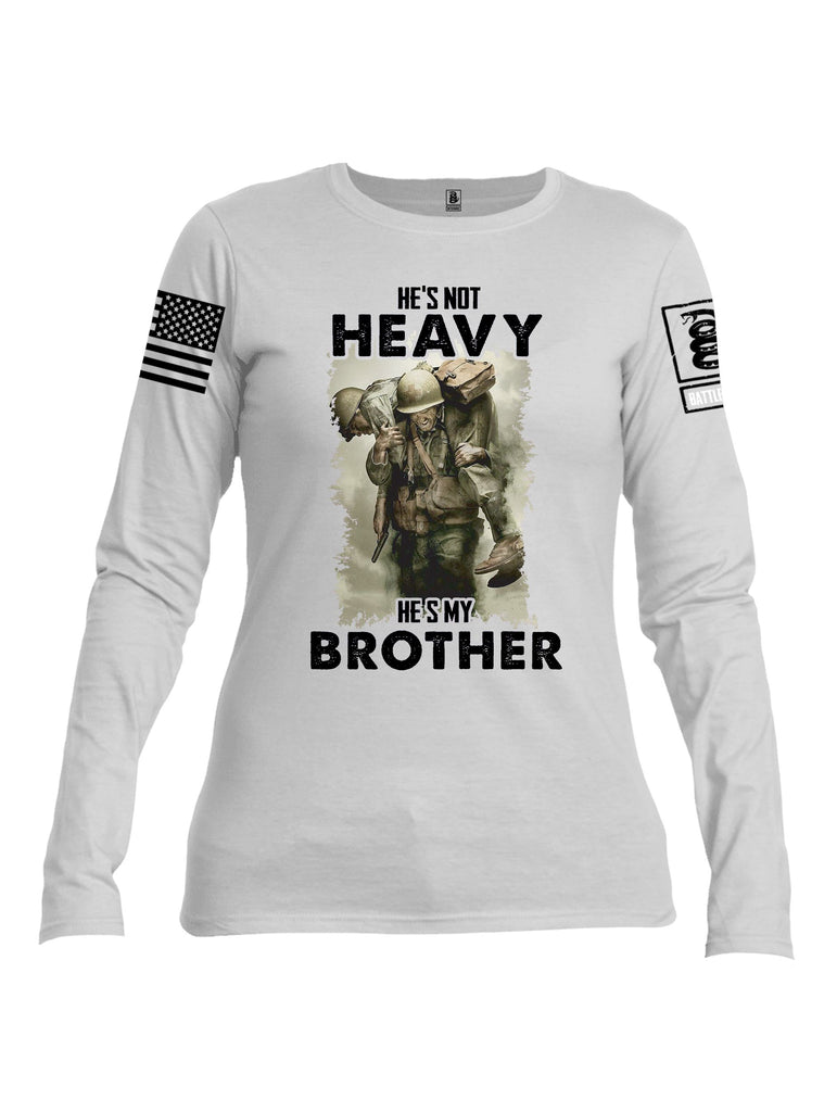 Battleraddle He'S Not Heavy He'S My Brother Black Sleeves Women Cotton Crew Neck Long Sleeve T Shirt