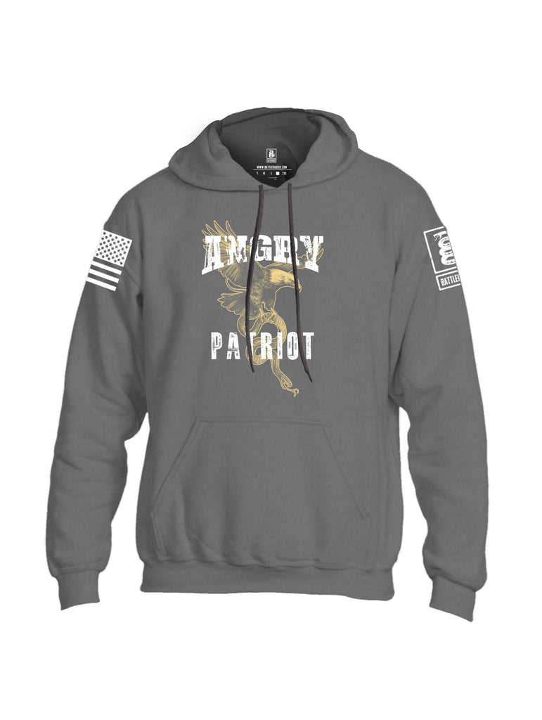 Battleraddle Angry Patriot Eagle  White Sleeves Uni Cotton Blended Hoodie With Pockets